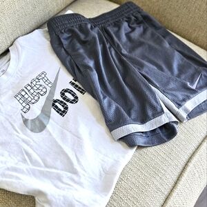 Nike White T-Shirt and Gray Shorts Set
